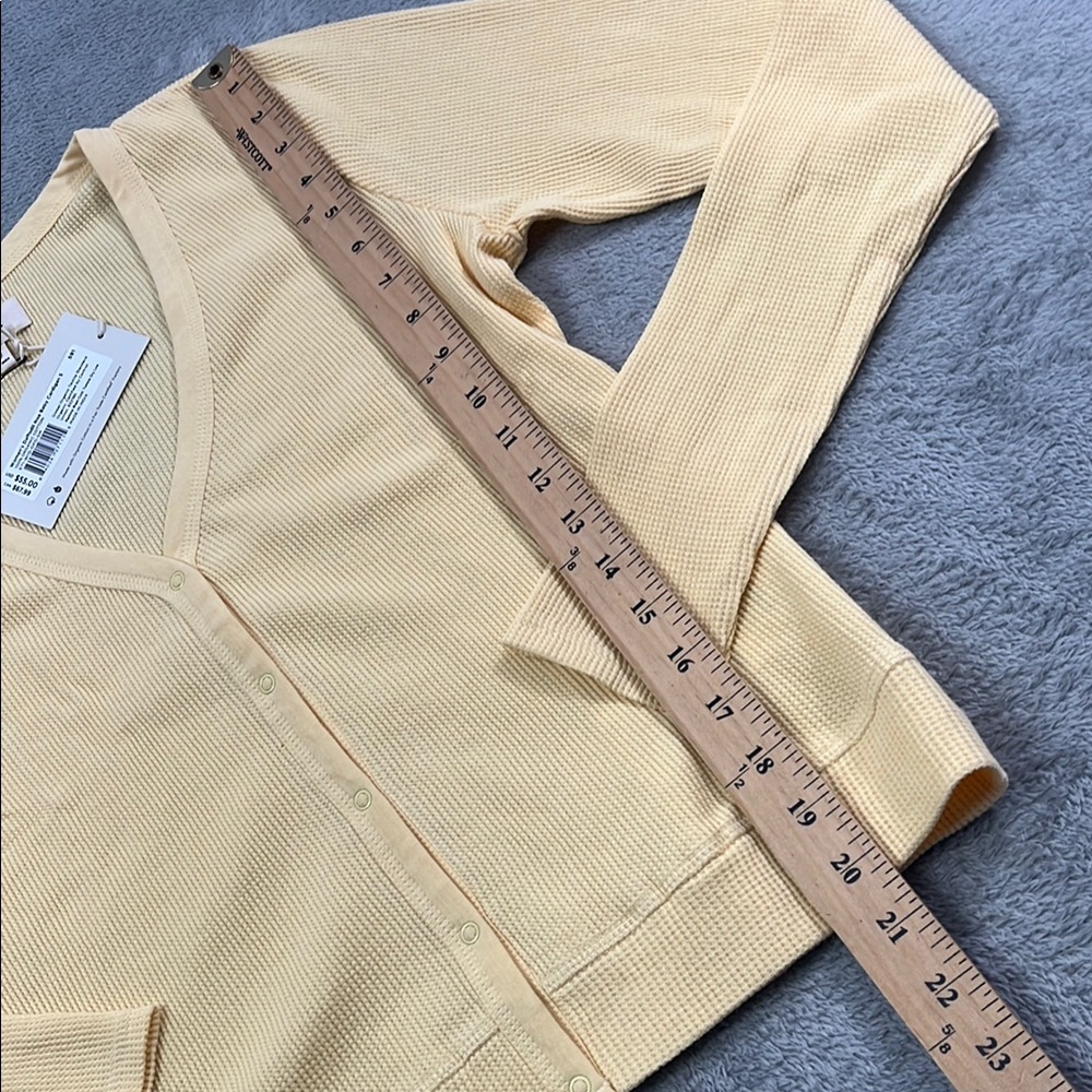 NEW PACT S 100% Organic‎ Cotton Yellow Daffodil Noa Baby Cardigan Waffle Knit - Picture 3 of 9